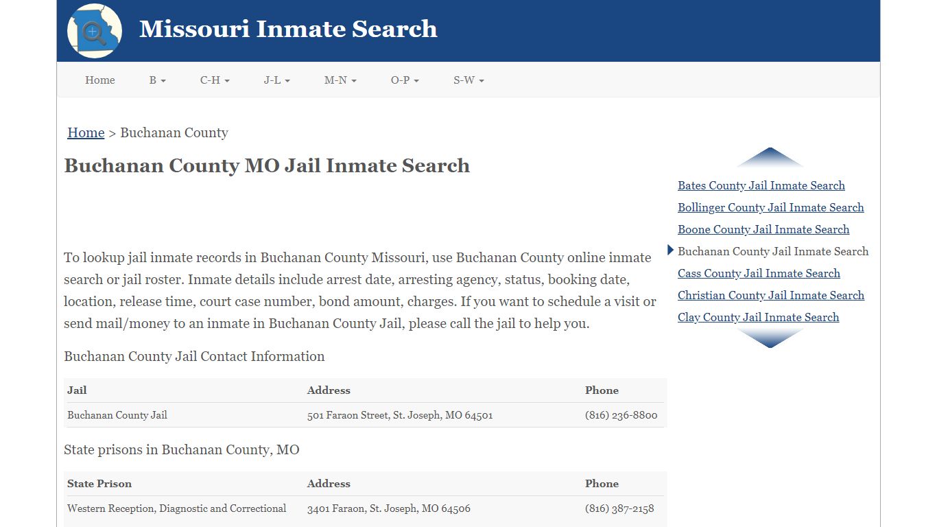 Buchanan County MO Jail Inmate Search