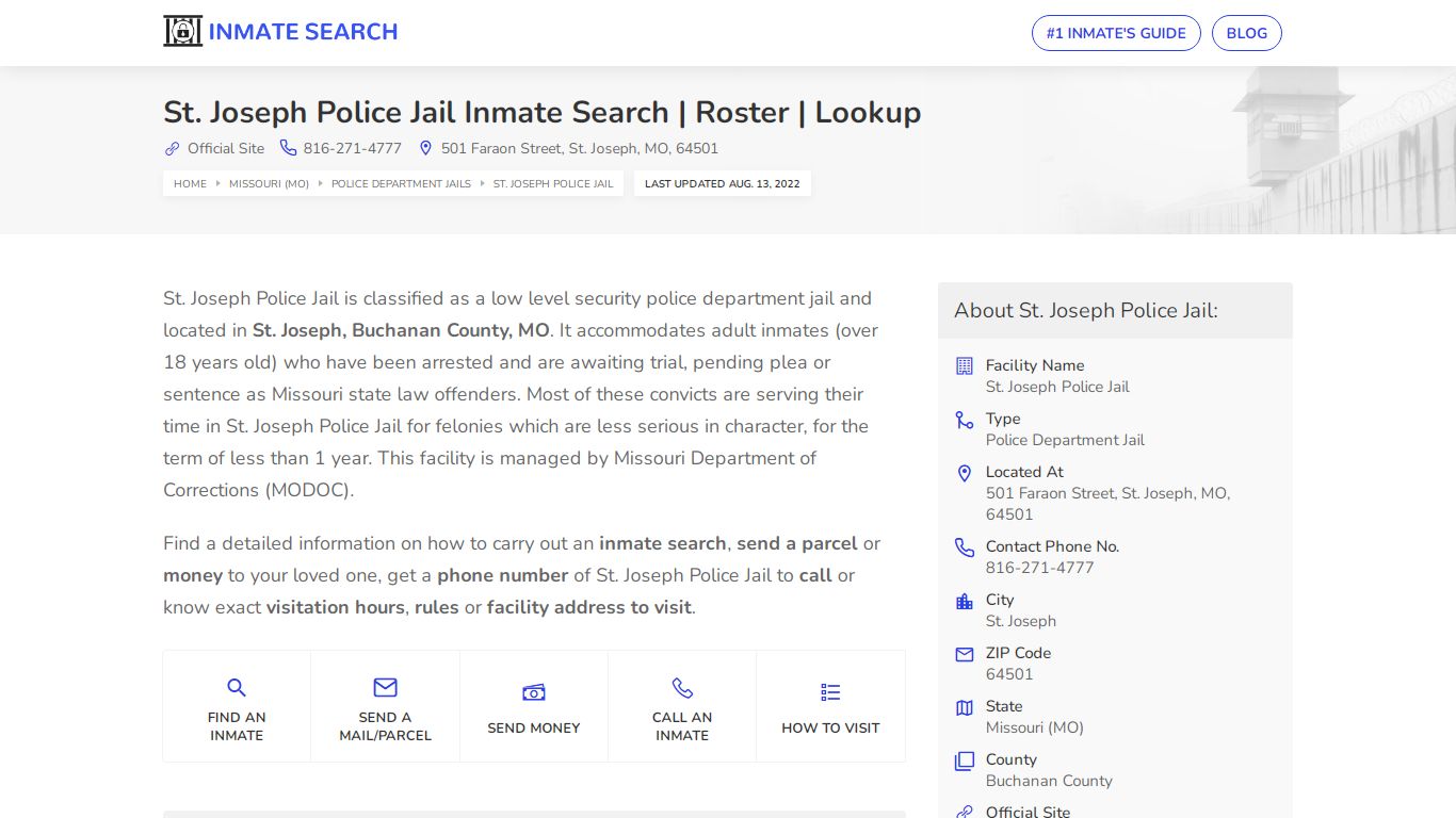 St. Joseph Police Jail Inmate Search | Roster | Lookup