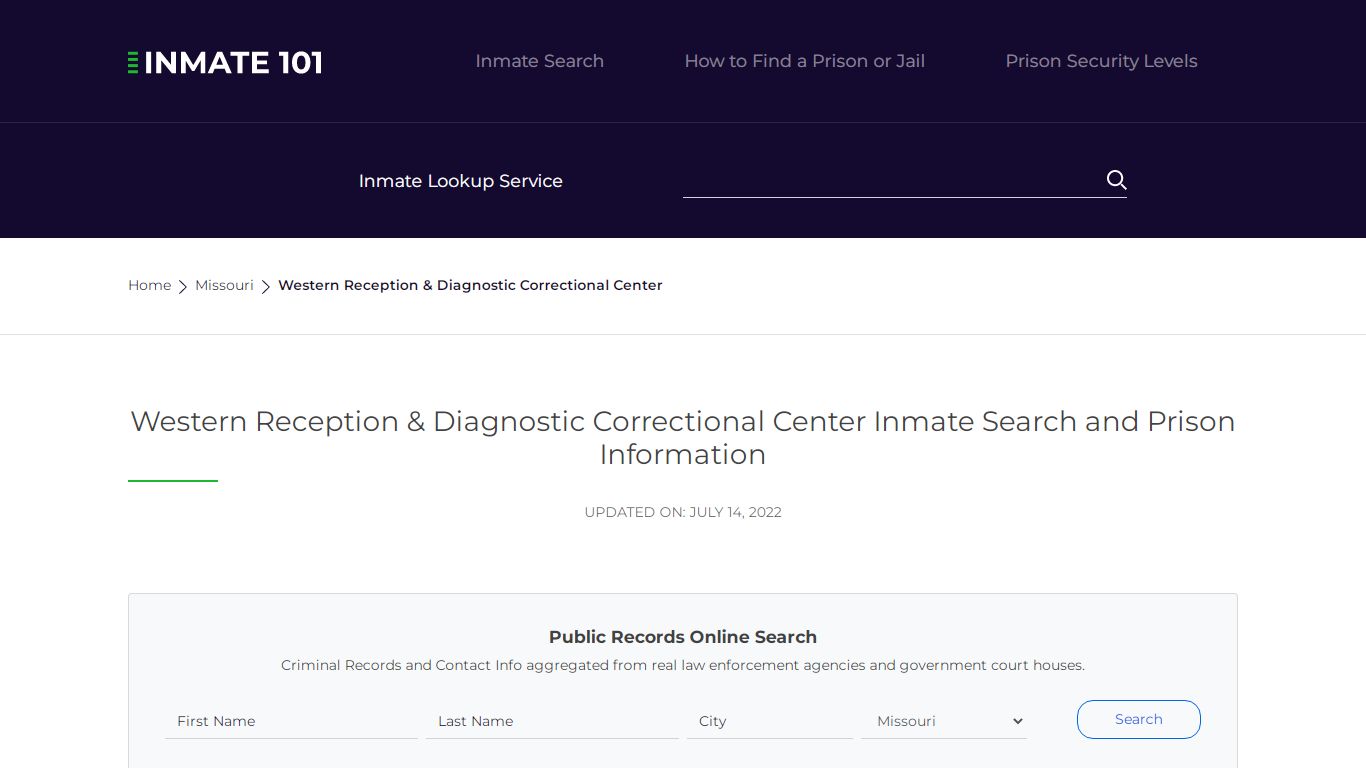 Western Reception & Diagnostic Correctional Center Inmate ...